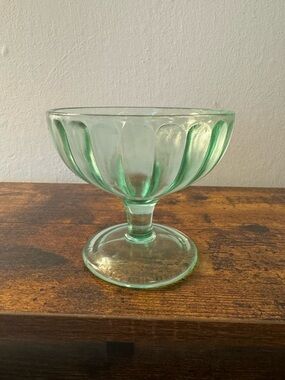 Vintage Green Depression Glass Sherbet Dish